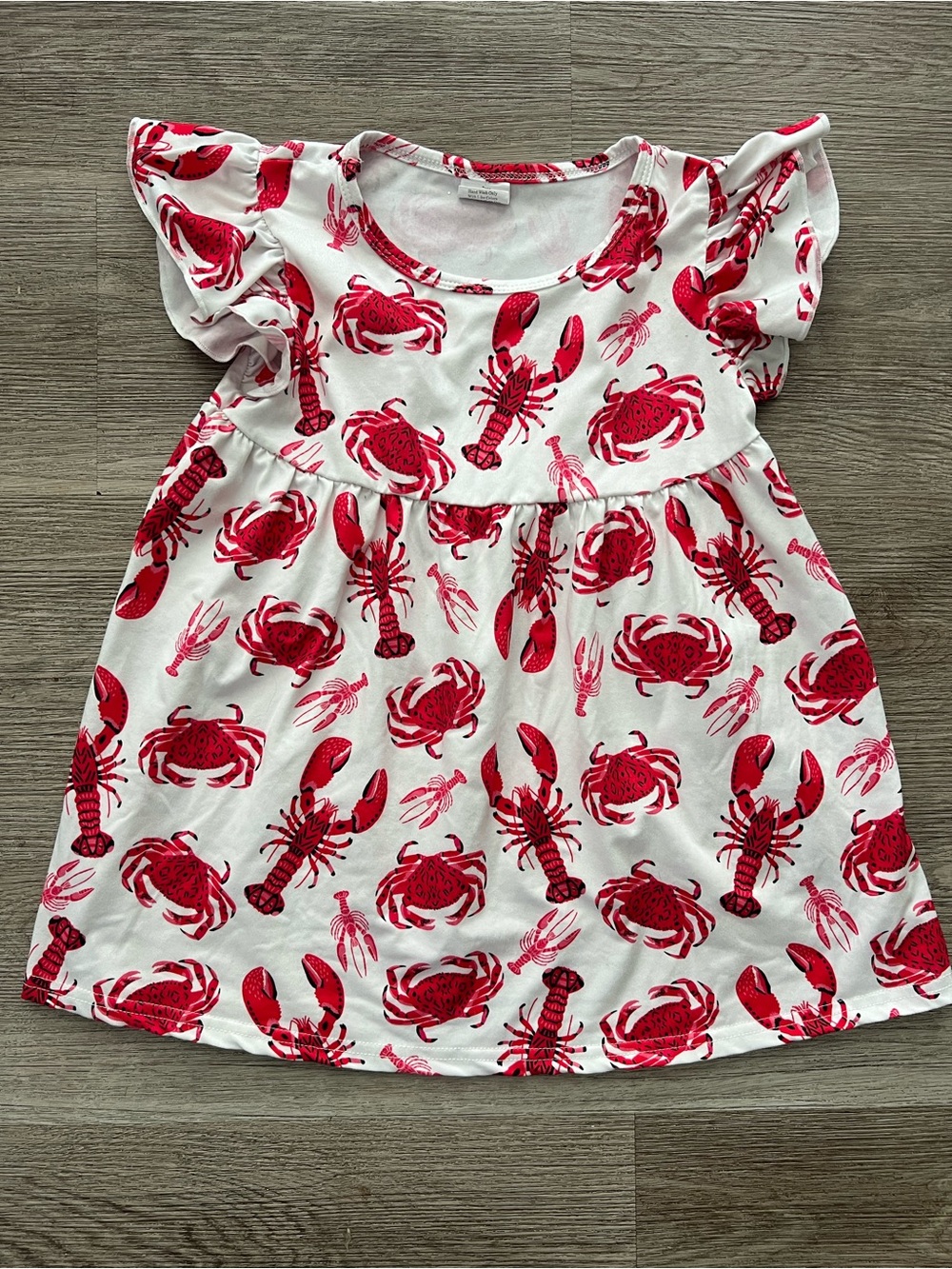 Crab Lobster Crawfish Seafood Flutter Sleeve Dress Girls 6/7